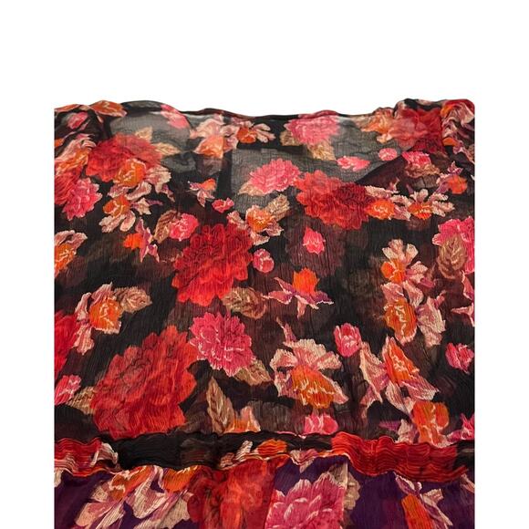 JOHNNY WAS JADE SILK V-NECK MAXI FIT & FLARE WAIST DRESS, WOMENS-XL-BLACK/FLORAL - Picture 8 of 12